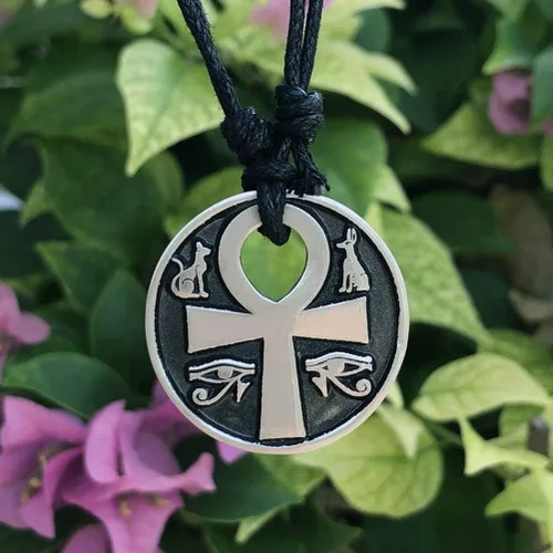 Miniatura 6 de Joyería pagana Ankh Cruz de la vida Anubis Bastet Bast Eye of Ra Horus Amuleto de protección egipcia para hombres y mujeres, collar con dije