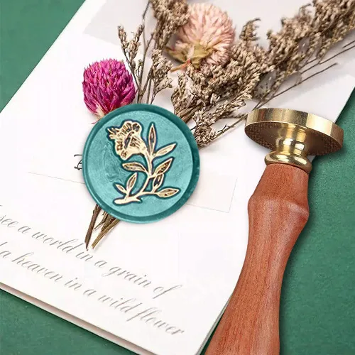 Miniatura 3 de Sello de cera con cabeza de latón extraíble y mango de palisandro, sello retro vintage para sobres de boda, tamaño mediano