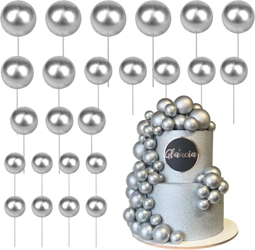 Miniatura 20 de 24 piezas de adornos para pastel con bolas, adornos para cupcakes, bolas de espuma con forma de pastel, púas de pastel con forma de bola, globos