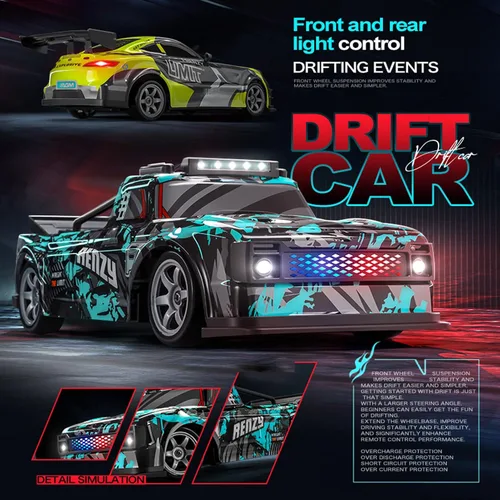 Miniatura 5 de Coche de deriva a control remoto, escala 1:16, vehículo de control remoto para deriva y carrera, 2.4 GHz 4WD de alta velocidad 20+KM/H con luces