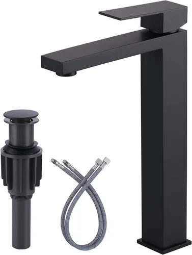 Miniatura 14 de Grifo de baño negro ARCORA Grifo negro mate para lavabo de baño Grifo de baño moderno de un solo agujero con líneas de suministro cUPC y desagüe