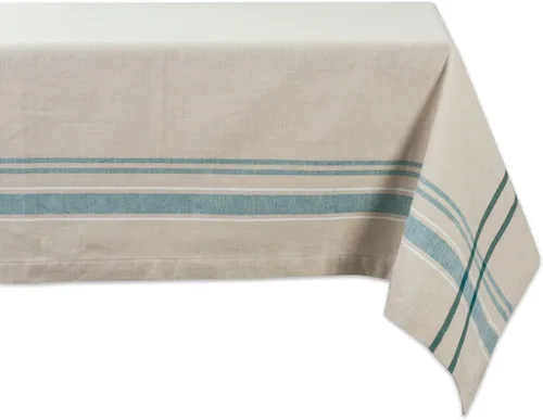 Miniatura 20 de DII - Mantel redondo para mesa de comedor, estilo rústico, colección de manteles con rayas estilo francés, 177.8 cm de diámetro, color gris Gris