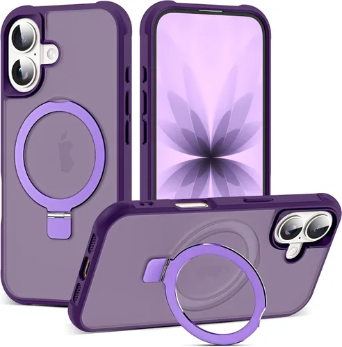 Miniatura 67 de SKYLMW – Funda compatible con iPhone 12 Pro Max y iPhone 13 Pro Max con soporte magnético invisible tipo anillo, fundas translúcidas para teléfonos
