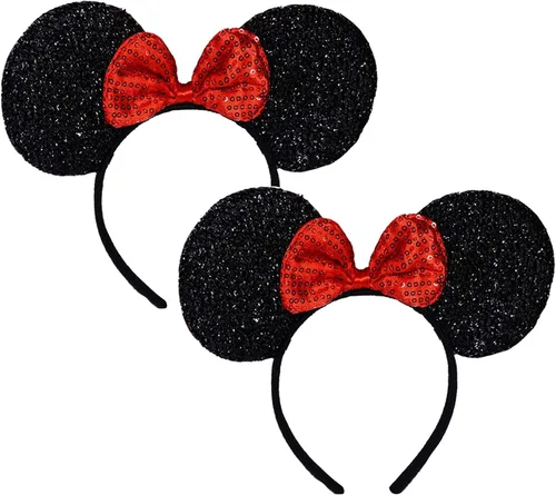 Miniatura 10 de FANYITY - Orejas de ratón, diadema con lentejuelas brillantes para cosplay de ratón para niños, niñas y mujeres, para Halloween y viaje a Disney