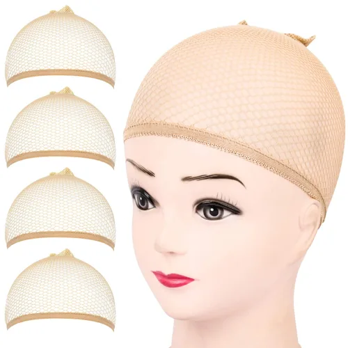 Miniatura 10 de Fandamei 4 piezas Gorras de Peluca de Media de Nailon Elástico Marrón Claro para Mujeres