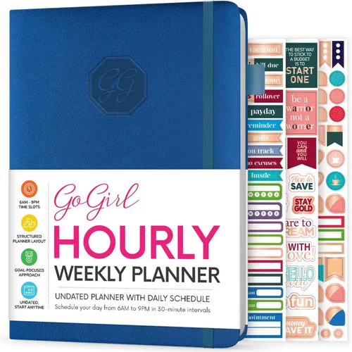 Miniatura 15 de GoGirl Planificador de Horario Semanal – Planificador de trabajo y vida por horas con franjas horarias – Organizador de agenda vertical para Rosa