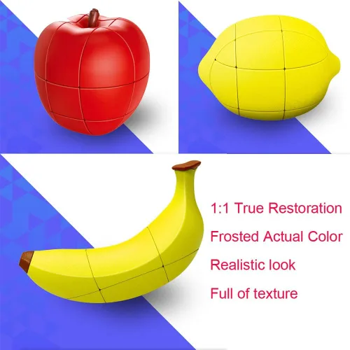 Miniatura 2 de Juego de 3 cubos de velocidad mágica de frutas, sin calcomanías, rompecabezas para niños, juguetes de rompecabezas para adultos y niños, el mejor