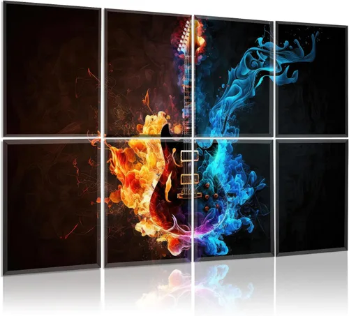 KIOSSUT 8 piezas de arte de pared de guitarra, decoración musical, panel absorbente de sonido para dormitorio, oficina, sala de estar Arte de