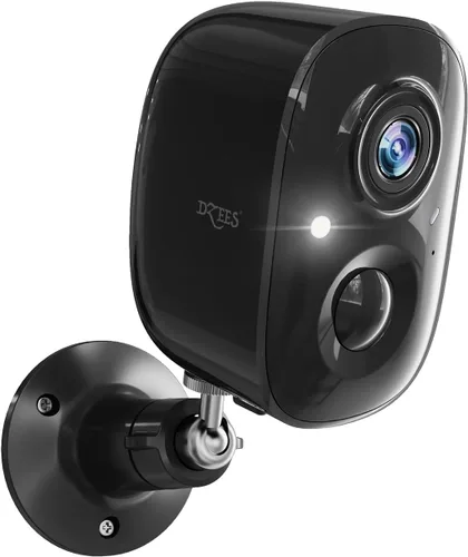 Dzees Cámara de seguridad inalámbrica para exteriores - Actualización 2K 3MP batería WiFi cámara exterior inalámbrica, foco, sirena, detección de
