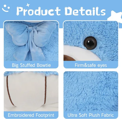 Miniatura 3 de Tezituo Oso de Peluche Gigante de 47 Pulgadas, Suave Animal de Peluche Grande Tamaño Real de 4 Pies, Juguete de Oso de Peluche, Regalo de San Azul