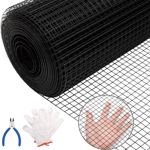 Black Hardware Cloth 19GA 1/2 pulgada 48 pulgadas de alto x 100 pies de largo, rollo de malla metálica de alambre de calibre 19 para valla de jardín