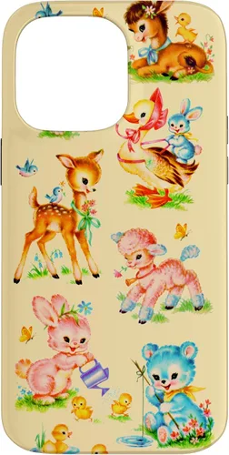 Miniatura 21 de Vintage Baby Animals Nursery 50's Retro Yellow Case for iPhone 17