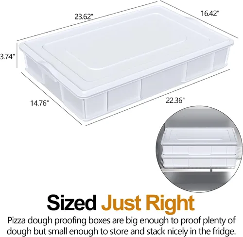 Miniatura 2 de Paquete de 2 cajas de masa apilables para pizza con 2 tapas Plastic, Bread Container, Dough Trays, airtight lid keeps dough fresh, fits neatly in