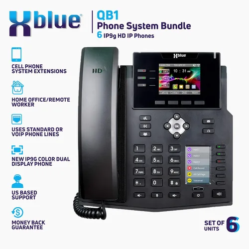 Miniatura 3 de Xblue QB - Paquete de sistema QB con 6 teléfonos IP IP9g, incluyendo asistente automático, correo de voz, extensiones de teléfono celular y remoto