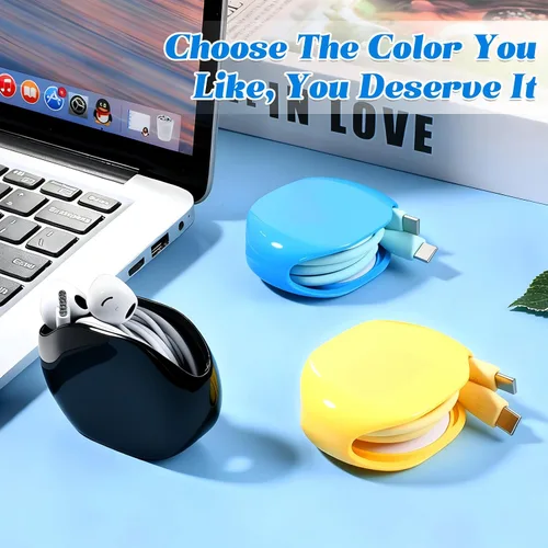 Miniatura 3 de 3 piezas de carrete de cable automático, carretes de cable retráctiles, estuche enrollador de rollo pequeño para cables USB, cable de auriculares