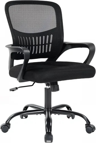 Miniatura 9 de DUMOS Silla de Oficina para Hogar y Computadora - Ergonómica con Respaldo Medio y Soporte Lumbar y Modo de Balanceo, Altura Ajustable con Brazo