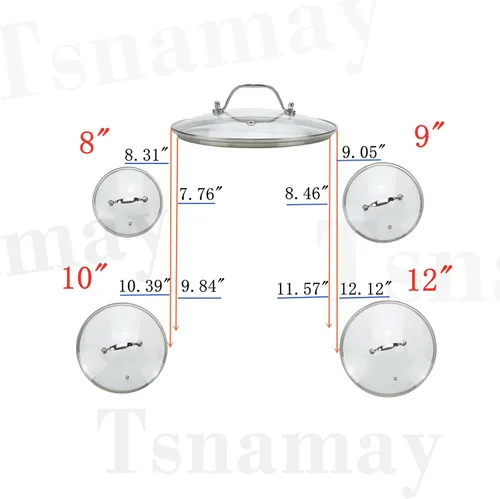 Miniatura 2 de Tapa de olla de vidrio transparente de 8 pulgadas para funda de repuesto para sartén Con mango de puente de arco de acero inoxidable plateado