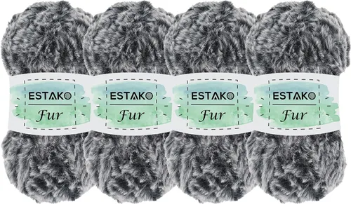 Miniatura 44 de Estako Piel 100% poliéster, suave, súper grueso, esponjoso, pelo sintético, hilo de tejer y ganchillo, 3.52 oz (100gr) 71 yardas (213.3 ft)