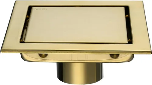 Miniatura 24 de RANDOM Drenaje de ducha de 4 pulgadas cuadrado dorado cepillado con brida de base de PVC ajustable, drenaje de piso de ducha de acero inoxidable