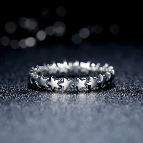 Miniatura 2 de Presentski - Anillo de plata de ley 925 con diseño de estrella apilable