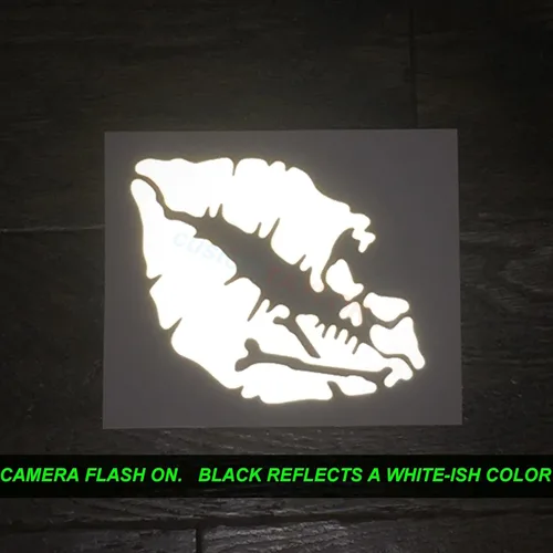 Miniatura 2 de customTAYLOR33 Vinilo reflectante de alta intensidad con diseño de beso de muerte, calavera con huesos cruzados y labios, calcomanía adhesiva