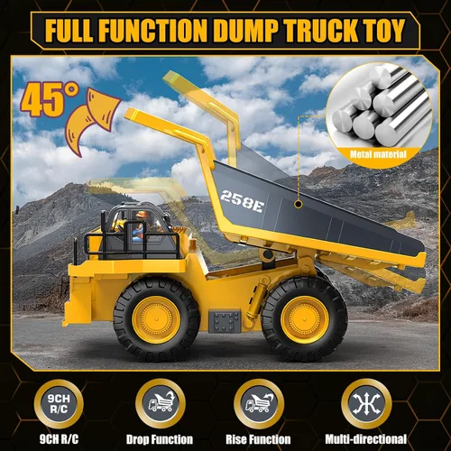 Miniatura 2 de Camión volquete RC de juguete para niños, camión de juego a control remoto, vehículos de construcción, 9CH 2.4Ghz camiones eléctricos con plataforma