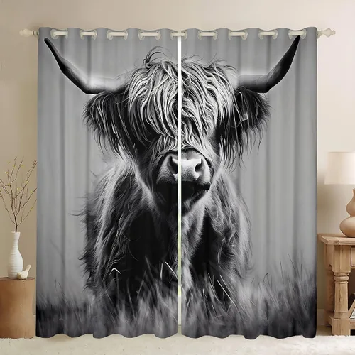 Miniatura 43 de Feelyou Cortinas opacas con estampado de leopardo para dormitorio, sala de estar, safari, cortinas de oscurecimiento de habitación con purpurina