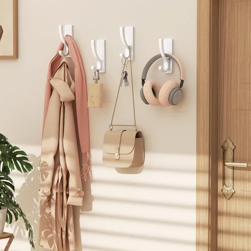 Miniatura 2 de pickpiff Ganchos adhesivos de pared para toallas, gancho adhesivo resistente (13 libras), colgador para puerta, baño, dormitorio, armario, para Negro