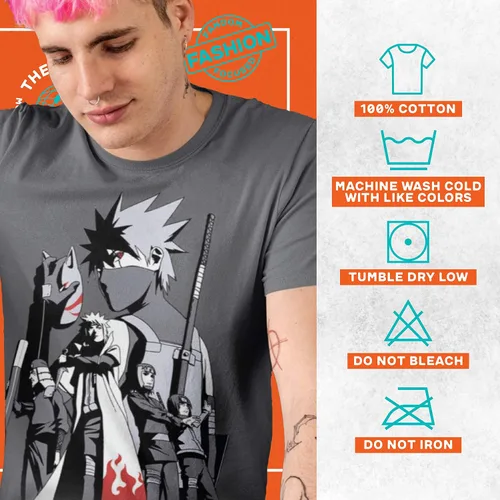 Miniatura 4 de Ripple Junction Naruto Shippuden - Camiseta de manga corta para hombre, Kakashi Hatake Story Anbu Hokage Cloak Crew con licencia oficial, Negro