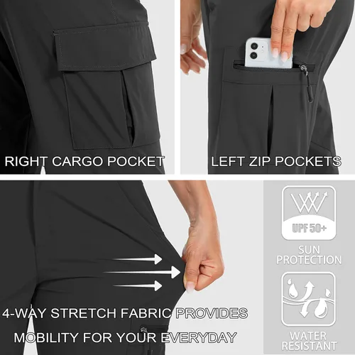 Miniatura 5 de Viodia Pantalones cargo de senderismo para mujer, de secado rápido, UPF50+, impermeables, para pesca, golf, viajes, con bolsillos