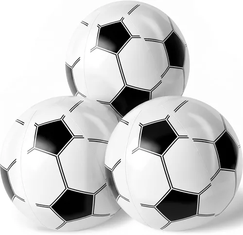 LovesTown 3 pelotas de fútbol inflables, bolas de playa grandes de 12 pulgadas para decoraciones de fiesta de fútbol, recuerdos de fiesta en la