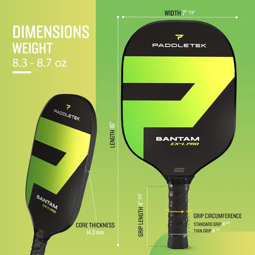 Miniatura 4 de Paddletek Bantam EX-L Pro - Paleta de pickleball profesional con núcleo de panal, superficie de policarbonato texturizado de terciopelo, núcleo