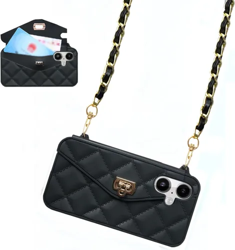 Miniatura 48 de UnnFiko - Funda tipo cartera compatible con iPhone XR, diseño elegante de bolsa de lujo, cartera abatible con funda para tarjetas, cubierta de Negro