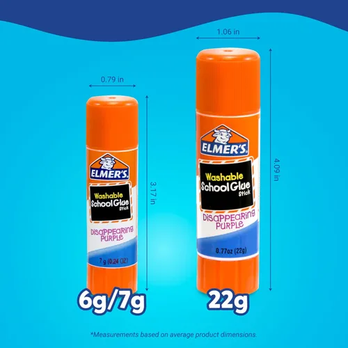 Miniatura 4 de Elmer's - Barras de pegamento escolar color morado que se desvanece, lavables, 7 gramos, 60 unidades - Póster, tablero de visión, suministros