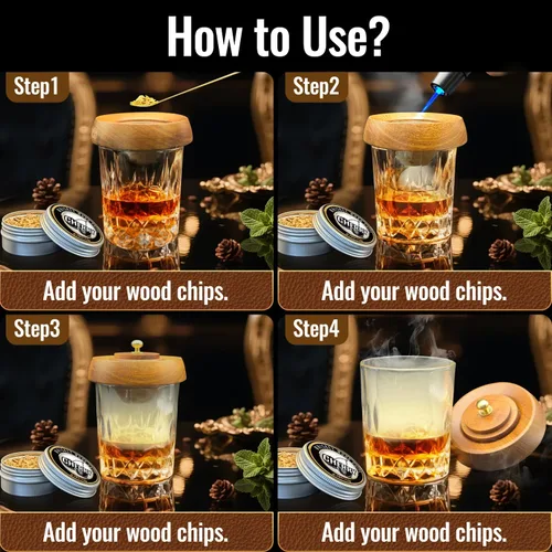 Miniatura 4 de Kit de ahumador de cócteles FROCKELS para bebidas con soplete, juego de regalo de ahumador de whisky de 22 piezas, 12 sabores de astillas de madera