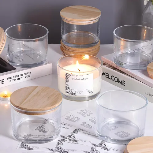Miniatura 3 de Simeitol Tarros de Vela Transparentes de 16 OZ para Hacer Velas 6 Piezas, Tarro de Vela de Vidrio con Tapas Herméticas de Bambú - Tarros de Velas