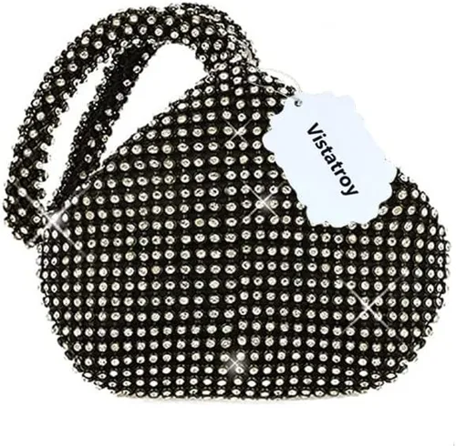 Miniatura 6 de VISTATROY Bolso de noche para mujer, con diamantes de imitación brillantes, triangular, cadena de diseñador, bolso de mano para fiesta, graduación