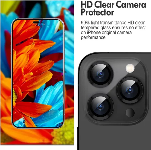 Miniatura 4 de Protector de lente de cámara Bling para iPhone 14 Pro/14 Pro Max, dureza 9H a prueba de rayones, protector de anillo individual de metal, accesorios