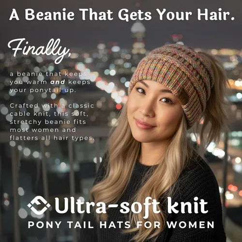 Miniatura 13 de Funky Junque - Gorro para mujer con ranura para cola de caballo