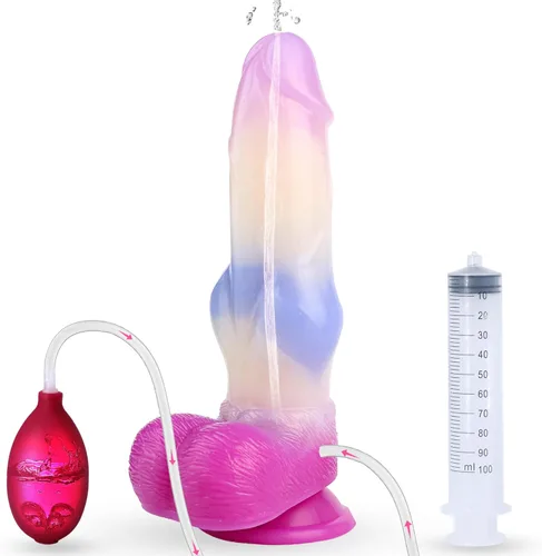 Consolador monstruo para perro chorros con nudo, consolador eyaculador realista de silicona de 8.19 pulgadas con ventosa, consolador de dragón para