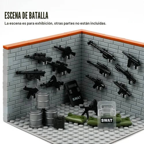 Miniatura 6 de Pamvava Paquete de armas militares WW2, juego de accesorios del ejército para figuras, más de 280 piezas de pistolas de ladrillo de soldado SWAT