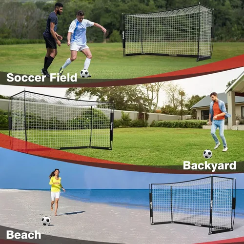 Miniatura 6 de Portería de fútbol portátil, red desmontable de 12 x 6 pies para patio trasero, equipo de entrenamiento de configuración rápida con 1 bolsa