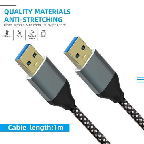 Miniatura 4 de Cable de extensión USB 3.0, 3.3 pies tipo A, macho a hembra, duradero, trenzado, USB A a USB A, cable extensor de alta transferencia de datos