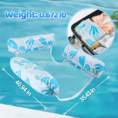 Miniatura 5 de Flotadores de piscina inflables para adultos, paquete de 2 hamacas flotantes multiusos para piscina, material de PVC resistente, flotadores de agua