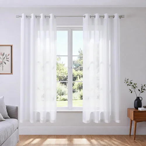 Miniatura 60 de KOUFALL Cortinas traslúcidas de 120 pulgadas de 2 paneles con ojales, juego extra largo de 10 pies de largo, cortinas altas para ventana grande, 52