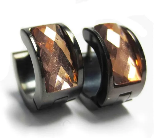 Miniatura 8 de Aretes de aro de acero inoxidable con cristal multicolor negro para hombres y mujeres Azul Oscuro