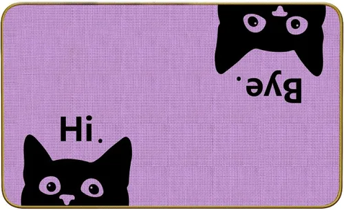 Miniatura 6 de Mingnei Hi Bye Cat Welcome Felpudo – Tapete para puerta de entrada de cocina en el hogar, divertido tapete negro para amantes de los gatos