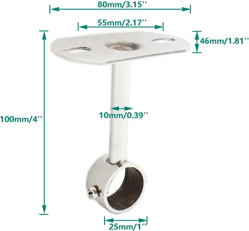 Miniatura 2 de Paquete de 2 soportes de montaje en techo, soporte de tubo de acero inoxidable para armario, soporte de tubería de techo, cortina de ducha, armario