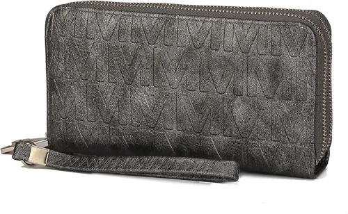 Miniatura 65 de MKF Collection Mia K - Cartera de pulsera para mujer, pequeña cartera de cuero vegano para tarjetas de crédito con cremallera y bolsillo