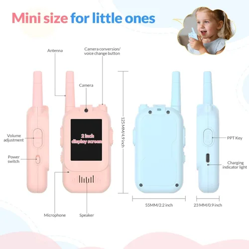 Miniatura 2 de Walkie Talkies de video para niños, video portero portátil recargable para niños, para juegos familiares, exteriores, campamento, senderismo